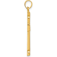 14K Yellow Gold Textured Hollow Cross Pendant - 34.4mm Length by Oro Pregiato