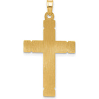 14K Yellow Gold Textured Hollow Cross Pendant - 34.4mm Length by Oro Pregiato
