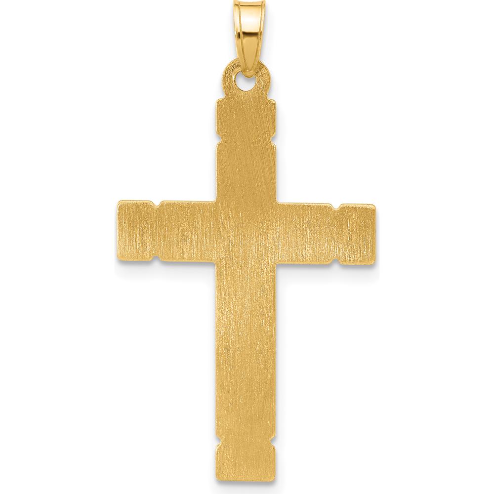14K Yellow Gold Textured Hollow Cross Pendant - 34.4mm Length by Oro Pregiato