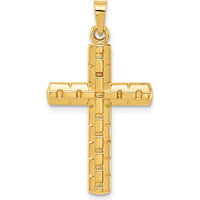 14K Yellow Gold Textured Hollow Latin Cross Pendant by Oro Pregiato