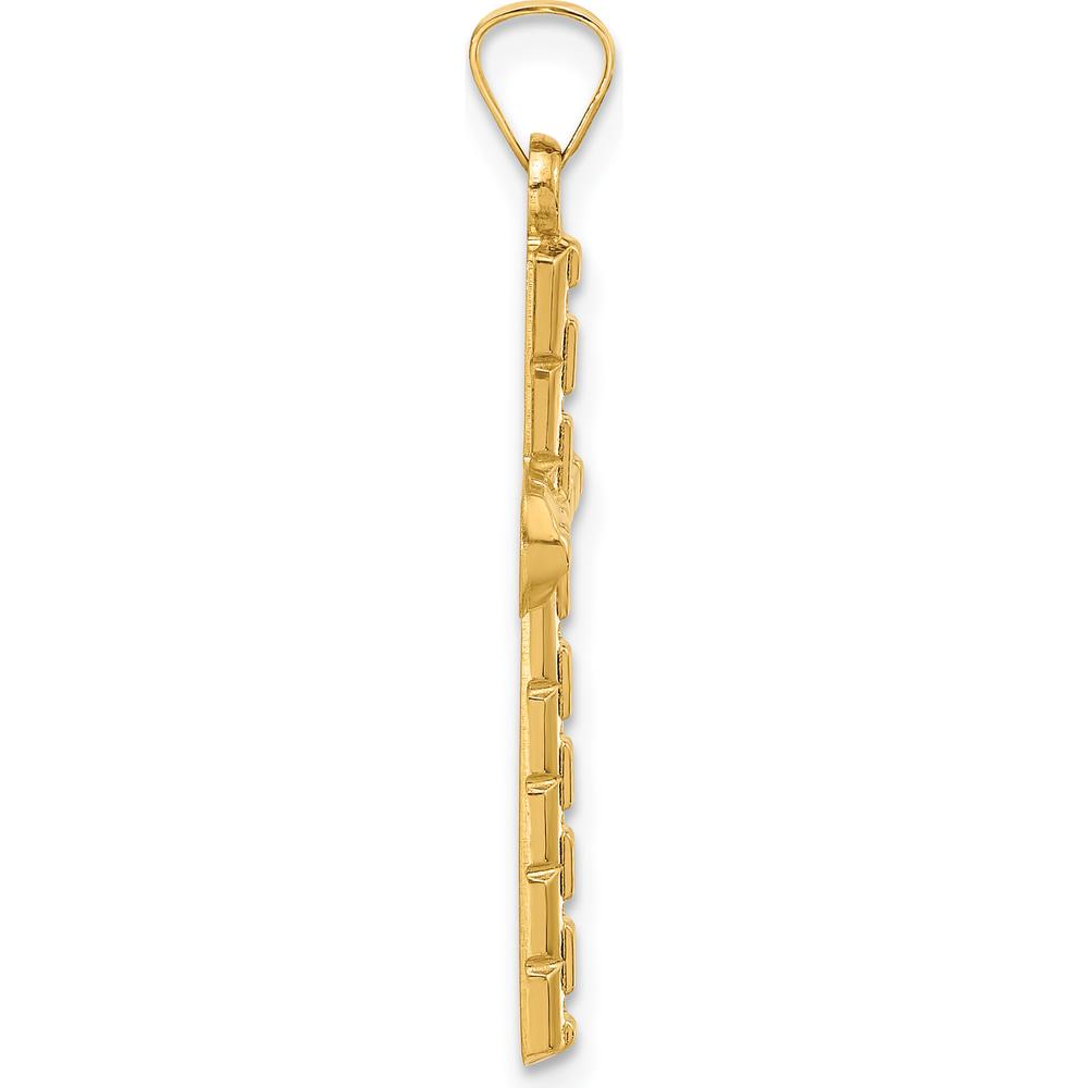 14K Yellow Gold Textured Hollow Latin Cross Pendant by Oro Pregiato