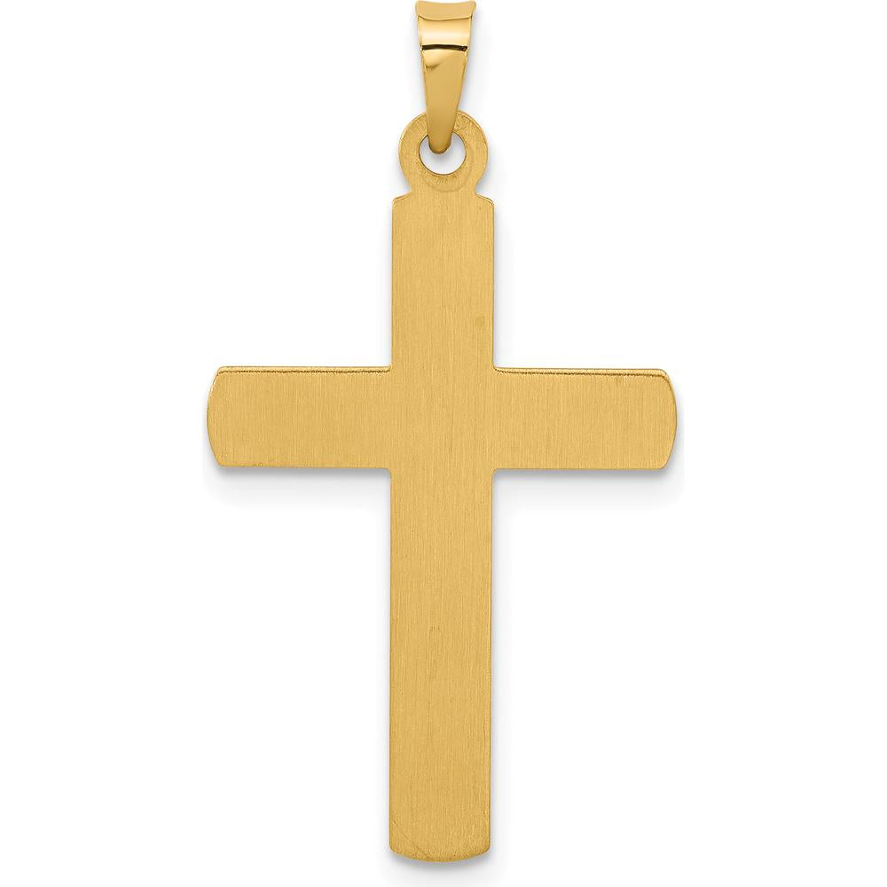 14K Yellow Gold Textured Hollow Latin Cross Pendant by Oro Pregiato