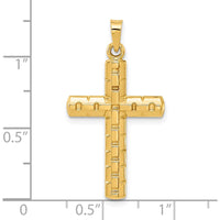 14K Yellow Gold Textured Hollow Latin Cross Pendant by Oro Pregiato