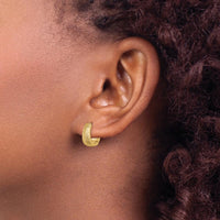 14K Yellow Gold Textured Hoop Earrings with Hinged and Lockable Closure - 14.15mm Length by 0