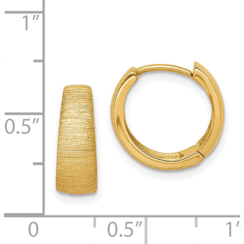 14K Yellow Gold Textured Hoop Earrings with Hinged and Lockable Closure - 14.15mm Length by 0
