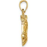 14K Yellow Gold Textured Horse Head Charm - 22.6mm Length by Oro Pregiato