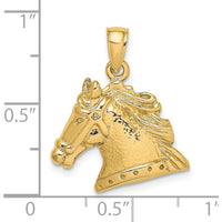 14K Yellow Gold Textured Horse Head Charm - 22.6mm Length by Oro Pregiato