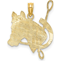 14K Yellow Gold Textured Horse Head Pendant with Crop and Shoe Charm by Oro Pregiato