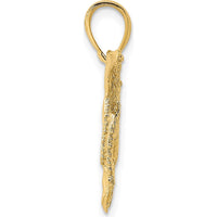 14K Yellow Gold Textured Humpback Whale Pendant - Unique Ocean-Inspired Design by Oro Pregiato