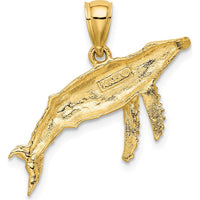 14K Yellow Gold Textured Humpback Whale Pendant - Unique Ocean-Inspired Design by Oro Pregiato