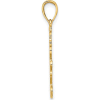 14K Yellow Gold Textured "I Love You" Script Pendant Charm by Oro Pregiato