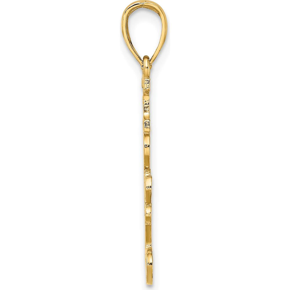 14K Yellow Gold Textured "I Love You" Script Pendant Charm by Oro Pregiato