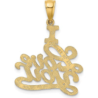 14K Yellow Gold Textured "I Love You" Script Pendant Charm by Oro Pregiato