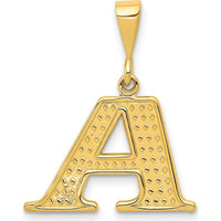 14K Yellow Gold Textured Initial A Pendant - Polished Charm by Oro Pregiato