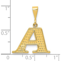 14K Yellow Gold Textured Initial A Pendant - Polished Charm by Oro Pregiato