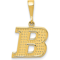 14K Yellow Gold Textured Initial "B" Charm Pendant - Polished Finish by Oro Pregiato