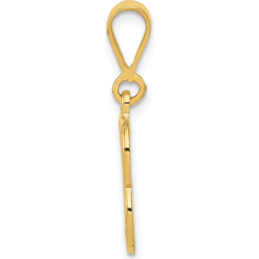 14K Yellow Gold Textured Initial "B" Charm Pendant - Polished Finish by Oro Pregiato