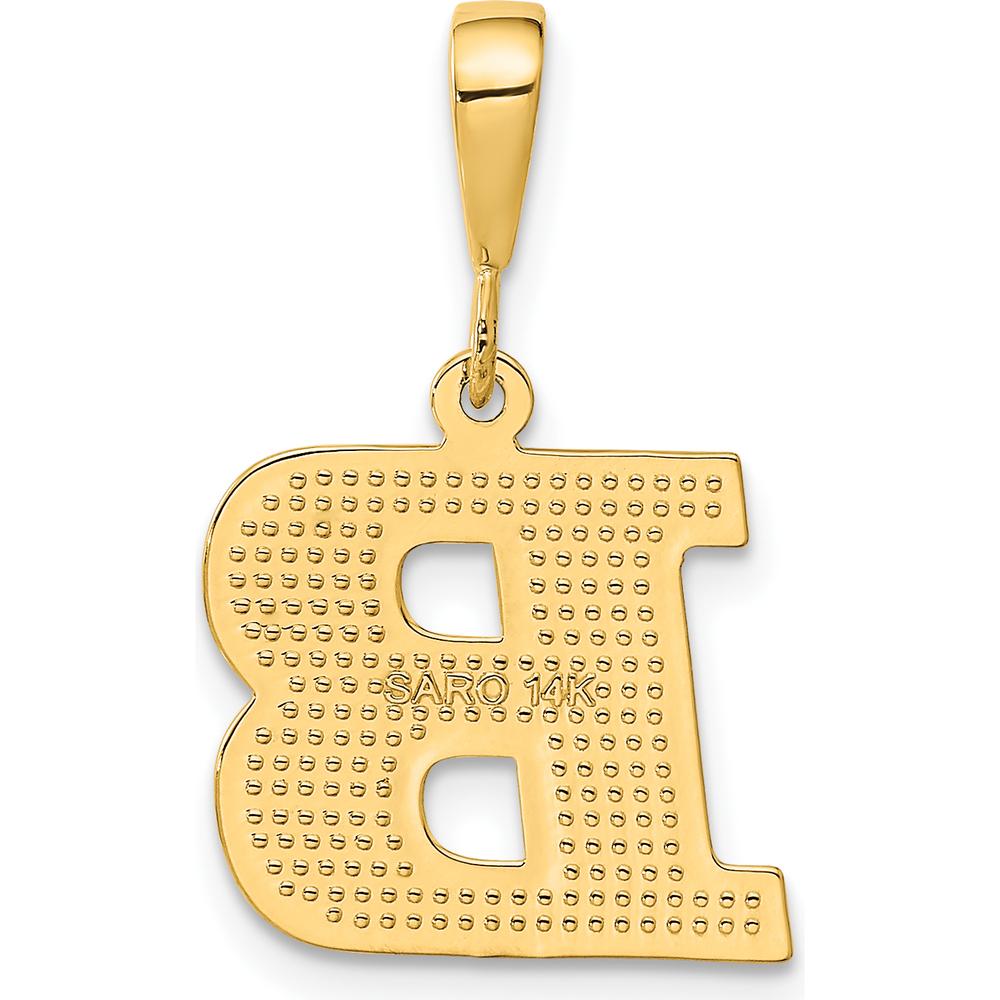14K Yellow Gold Textured Initial "B" Charm Pendant - Polished Finish by Oro Pregiato