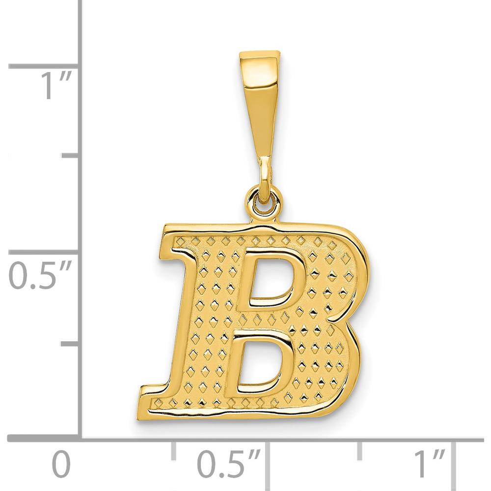 14K Yellow Gold Textured Initial "B" Charm Pendant - Polished Finish by Oro Pregiato