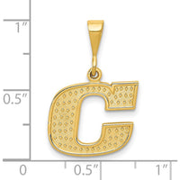 14K Yellow Gold Textured Initial C Charm - Polished Finish by Oro Pregiato