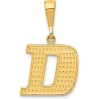14K Yellow Gold Textured Initial D Charm Pendant - Luxury Personalized Jewelry by Oro Pregiato