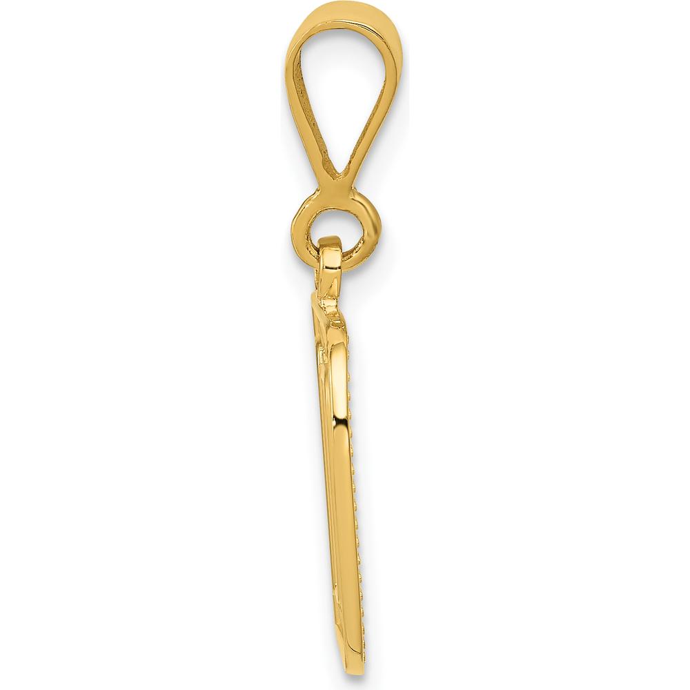 14K Yellow Gold Textured Initial D Charm Pendant - Luxury Personalized Jewelry by Oro Pregiato