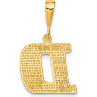 14K Yellow Gold Textured Initial D Charm Pendant - Luxury Personalized Jewelry by Oro Pregiato