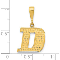14K Yellow Gold Textured Initial D Charm Pendant - Luxury Personalized Jewelry by Oro Pregiato