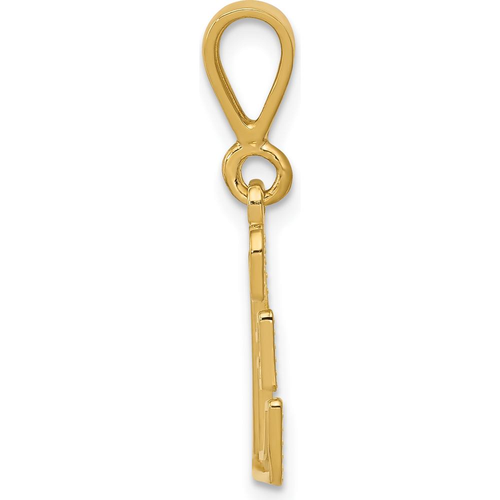 14K Yellow Gold Textured Initial E Charm Pendant by Oro Pregiato