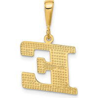 14K Yellow Gold Textured Initial E Charm Pendant by Oro Pregiato