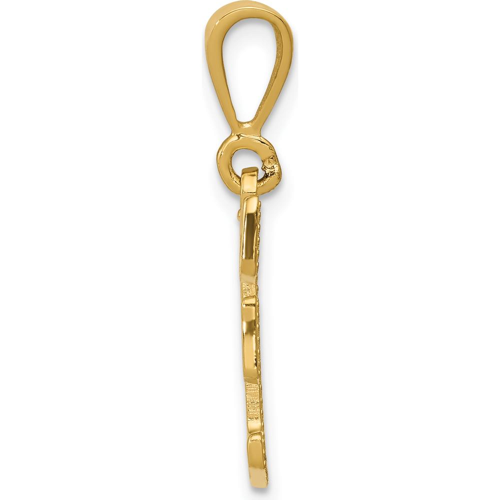 14K Yellow Gold Textured Initial F Charm Pendant - Elegant Statement Piece by Oro Pregiato