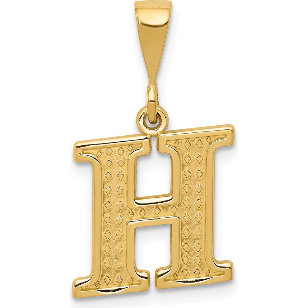 14K Yellow Gold Textured Initial "H" Pendant Charm - Bold and Polished Design by Oro Pregiato