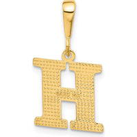 14K Yellow Gold Textured Initial "H" Pendant Charm - Bold and Polished Design by Oro Pregiato