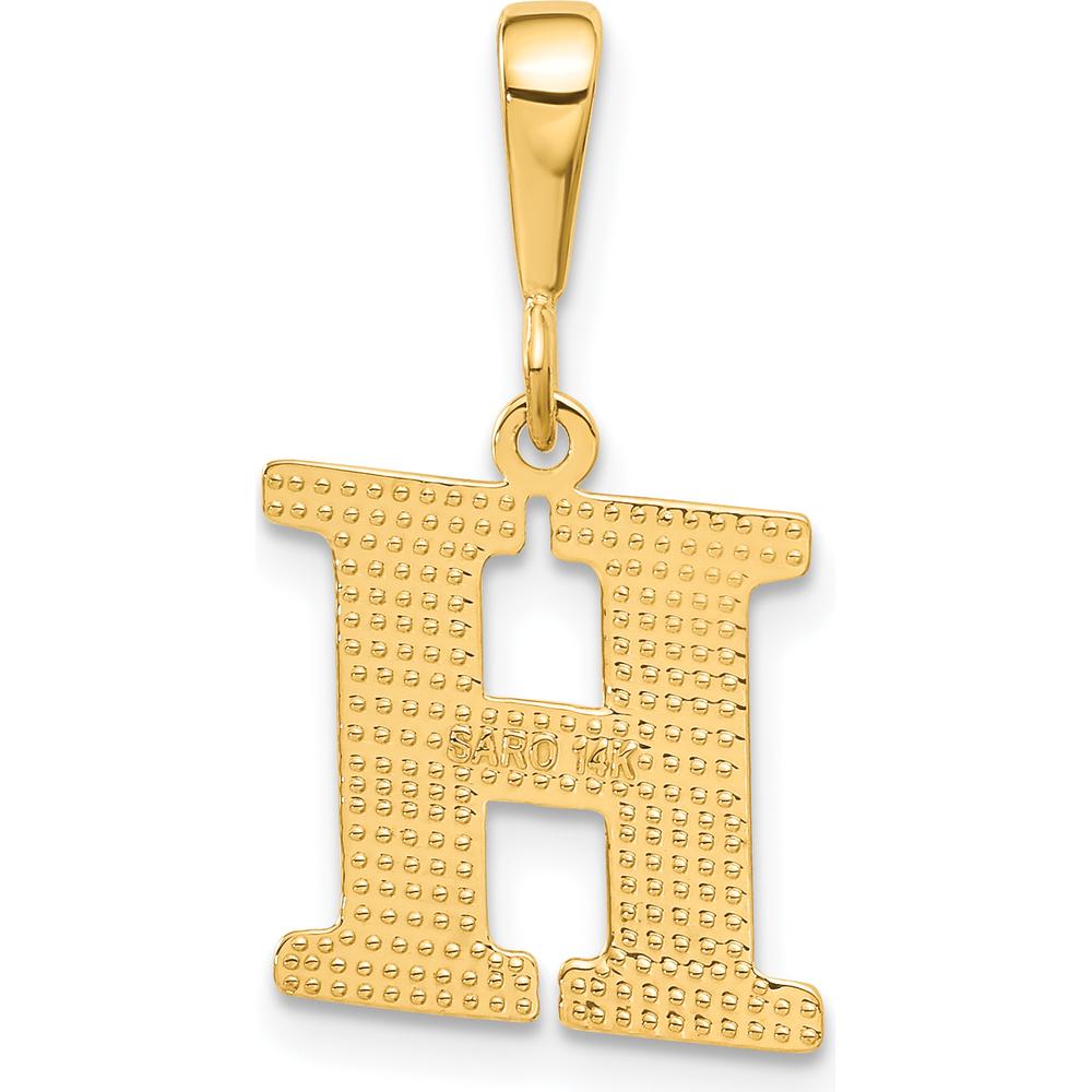 14K Yellow Gold Textured Initial "H" Pendant Charm - Bold and Polished Design by Oro Pregiato
