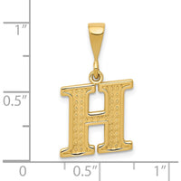 14K Yellow Gold Textured Initial "H" Pendant Charm - Bold and Polished Design by Oro Pregiato