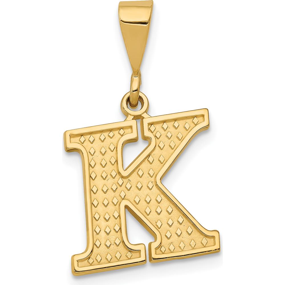 14K Yellow Gold Textured Initial K Charm Pendant by Oro Pregiato