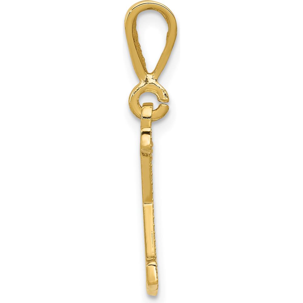 14K Yellow Gold Textured Initial K Charm Pendant by Oro Pregiato