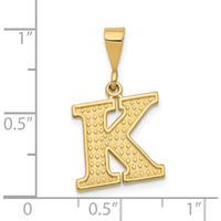 14K Yellow Gold Textured Initial K Charm Pendant by Oro Pregiato