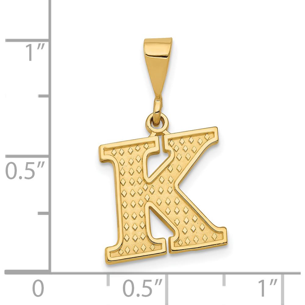 14K Yellow Gold Textured Initial K Charm Pendant by Oro Pregiato
