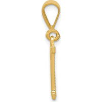 14K Yellow Gold Textured Initial M Charm Pendant by Oro Pregiato