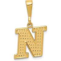 14K Yellow Gold Textured Initial N Charm Pendant by Oro Pregiato