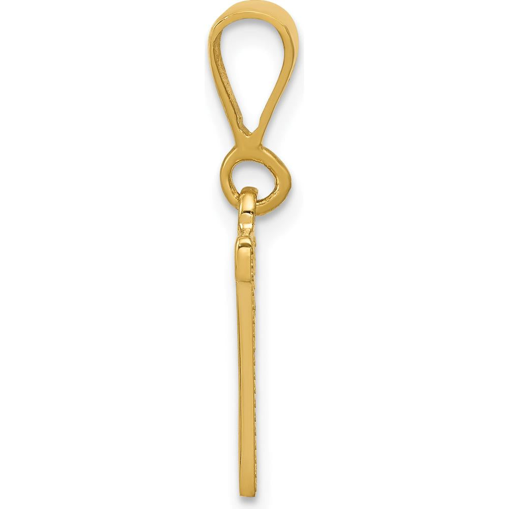 14K Yellow Gold Textured Initial N Charm Pendant by Oro Pregiato