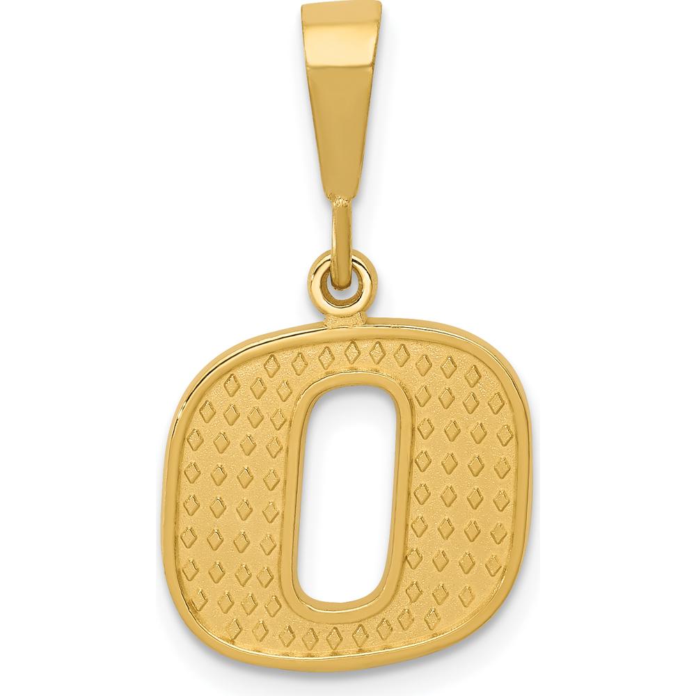 14K Yellow Gold Textured Initial O Pendant Charm by Oro Pregiato
