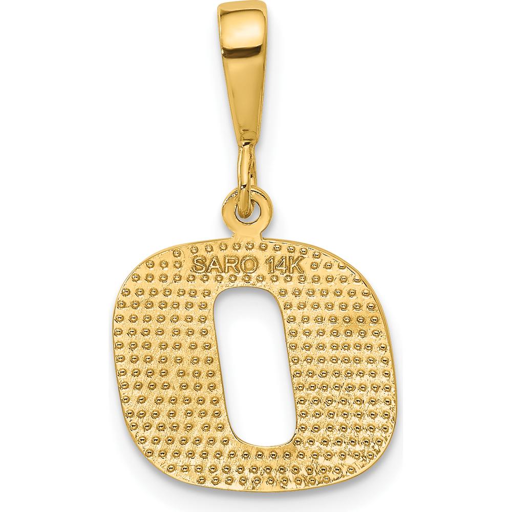 14K Yellow Gold Textured Initial O Pendant Charm by Oro Pregiato