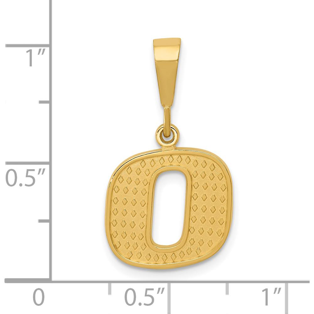 14K Yellow Gold Textured Initial O Pendant Charm by Oro Pregiato