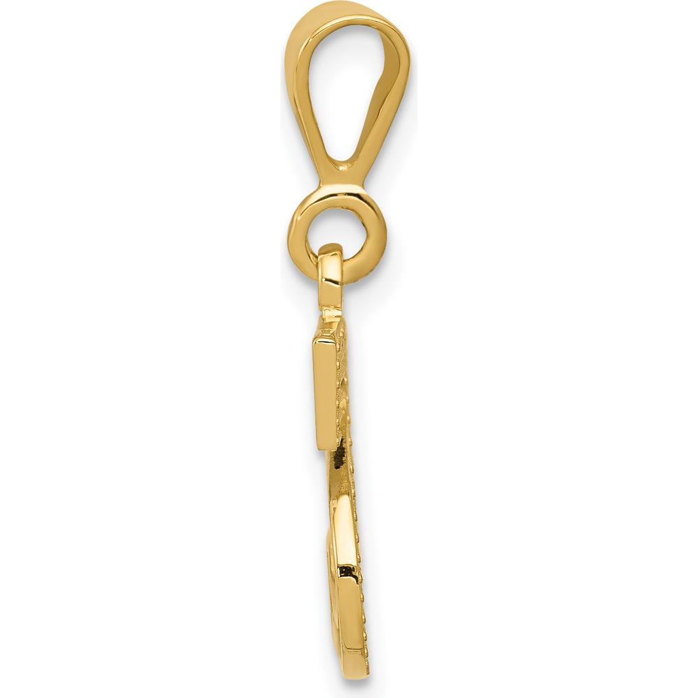 14K Yellow Gold Textured Initial S Charm Pendant by Oro Pregiato