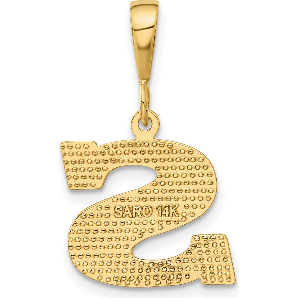 14K Yellow Gold Textured Initial S Charm Pendant by Oro Pregiato