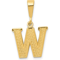 14K Yellow Gold Textured Initial "W" Charm - Bold Personalized Pendant by Oro Pregiato