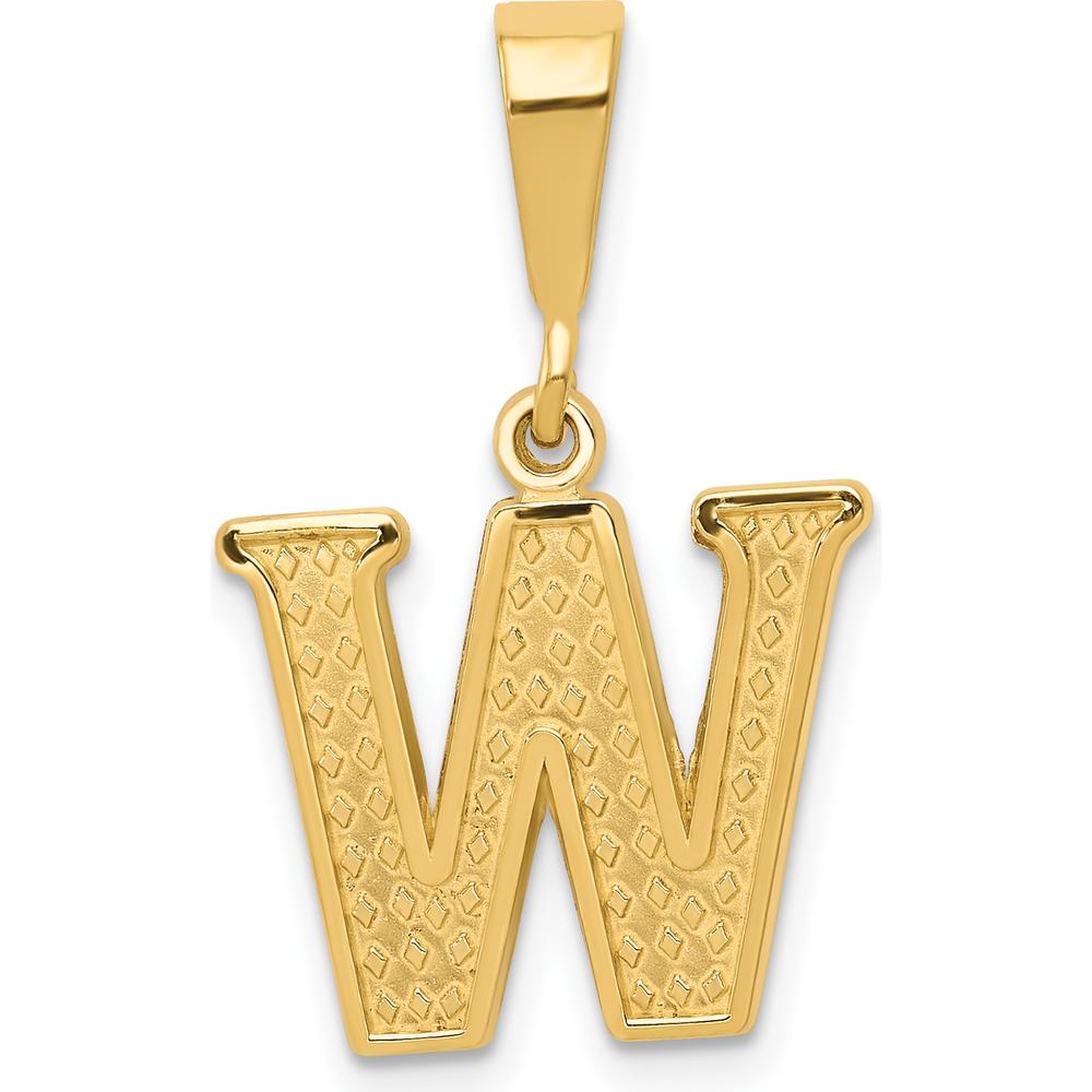 14K Yellow Gold Textured Initial "W" Charm - Bold Personalized Pendant by Oro Pregiato