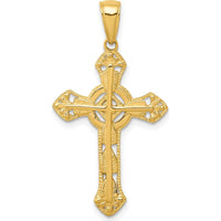14K Yellow Gold Textured Iona Cross Pendant - 33mm Length by Oro Pregiato